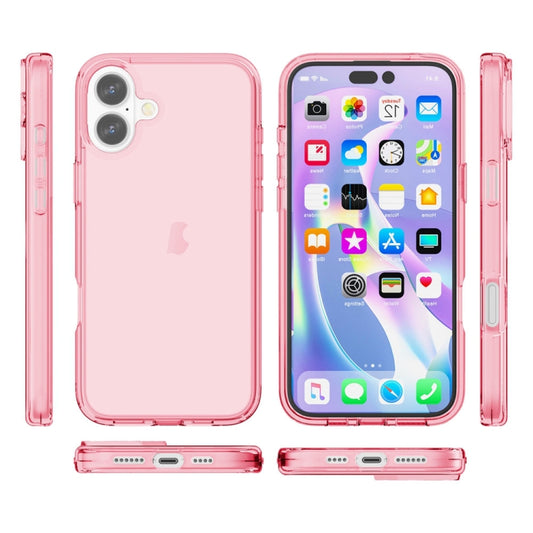 For iPhone 16 Shockproof Terminator Transparent Phone Case(Pink) by buy2fix