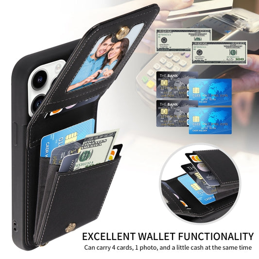 For iPhone 14 Pro Crossbody Lanyard Zipper Wallet Leather Phone Case(Black) - iPhone 14 Pro Cases by buy2fix | Online Shopping UK | buy2fix
