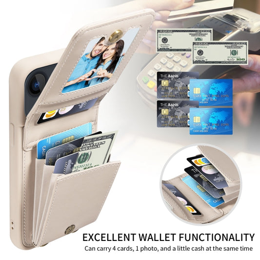 For iPhone 13 Crossbody Lanyard Zipper Wallet Leather Phone Case(Beige) - iPhone 13 Cases by buy2fix | Online Shopping UK | buy2fix