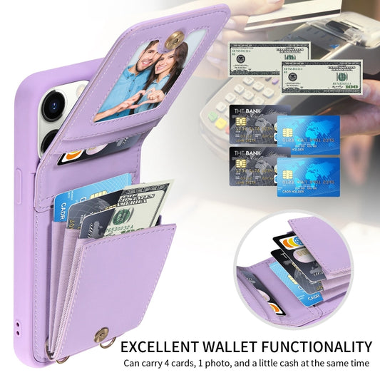For iPhone 11 Pro Crossbody Lanyard Zipper Wallet Leather Phone Case(Purple) - iPhone 11 Pro Cases by buy2fix | Online Shopping UK | buy2fix