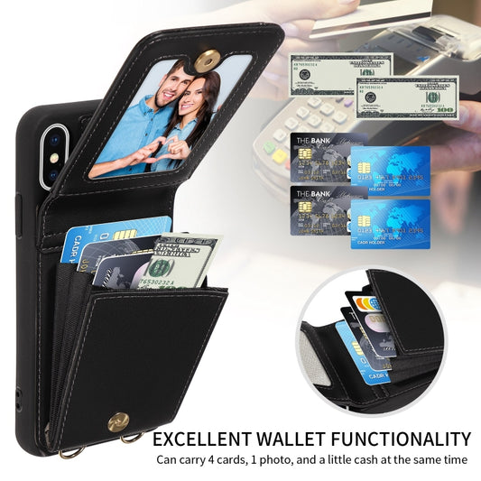 For iPhone X / XS Crossbody Lanyard Zipper Wallet Leather Phone Case(Black) - More iPhone Cases by buy2fix | Online Shopping UK | buy2fix