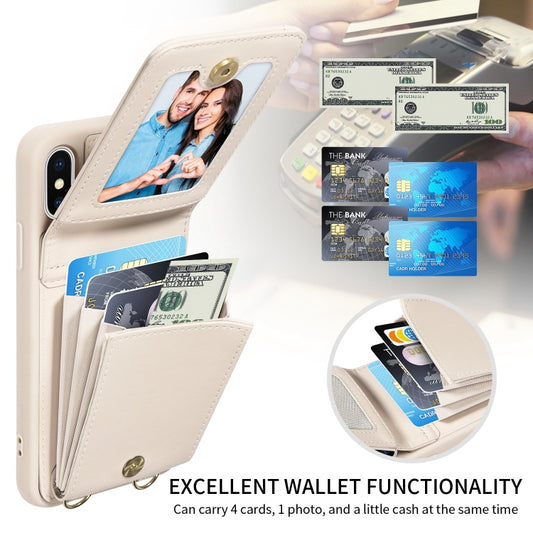 For iPhone XS Max Crossbody Lanyard Zipper Wallet Leather Phone Case(Beige) - More iPhone Cases by buy2fix | Online Shopping UK | buy2fix