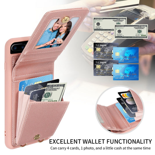 For iPhone 7 Plus / 8 Plus Crossbody Lanyard Zipper Wallet Leather Phone Case(Rose Gold) - More iPhone Cases by buy2fix | Online Shopping UK | buy2fix