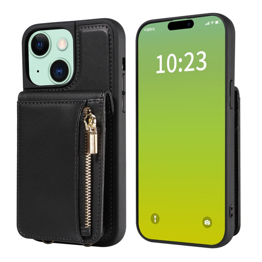 For iPhone 15 Plus Crossbody Lanyard Zipper Wallet Leather Phone Case(Black) - iPhone 15 Plus Cases by buy2fix | Online Shopping UK | buy2fix