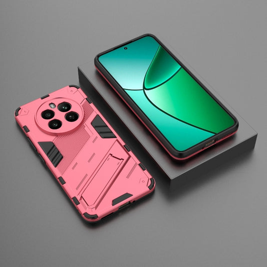 For Realme 12+ 5G Global Punk Armor 2 in 1 PC + TPU Phone Case with Holder(Light Red) by buy2fix