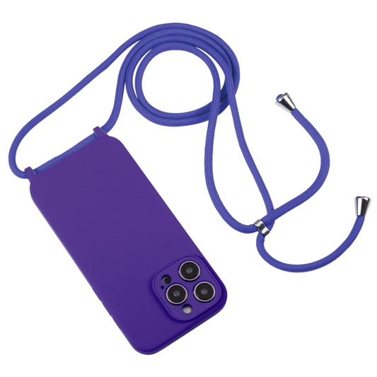 For iPhone 16 Crossbody Lanyard Liquid Silicone Case(Purple) by buy2fix