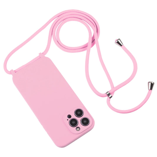 For iPhone 16 Crossbody Lanyard Liquid Silicone Case(Pink) by buy2fix