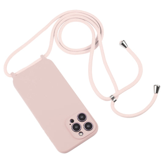 For iPhone 16 Plus Crossbody Lanyard Liquid Silicone Case(Sand Pink) by buy2fix