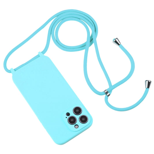 For iPhone 16 Pro Crossbody Lanyard Liquid Silicone Case(Ice Blue) by buy2fix