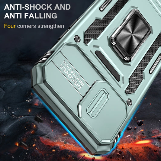 For iPhone 15 Pro Armor PC + TPU Camera Shield Phone Case(Alpine Green) by buy2fix