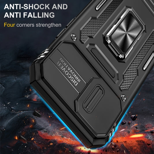 For iPhone 15 Pro Armor PC + TPU Camera Shield Phone Case(Black) by buy2fix