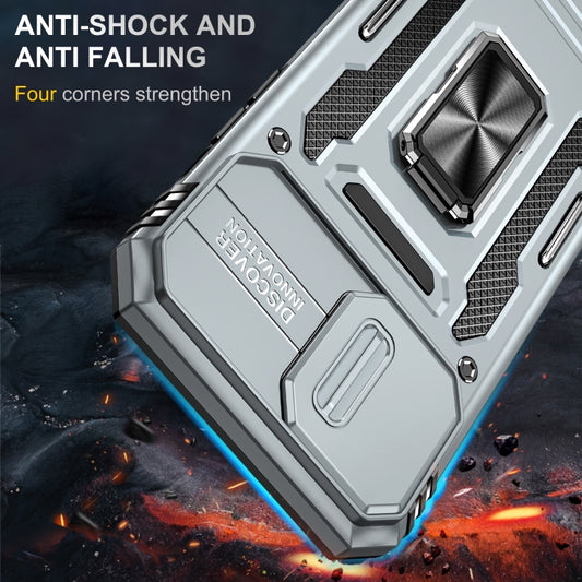 For iPhone 15 Pro Armor PC + TPU Camera Shield Phone Case(Grey) by buy2fix