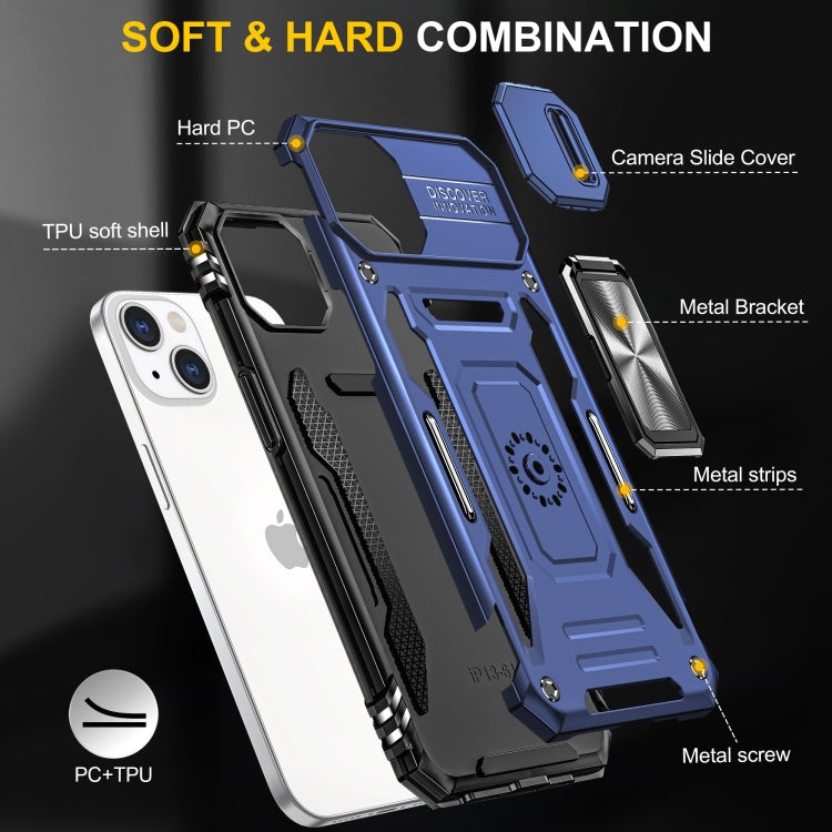 For iPhone 15 Plus Armor PC + TPU Camera Shield Phone Case(Navy Blue) by buy2fix