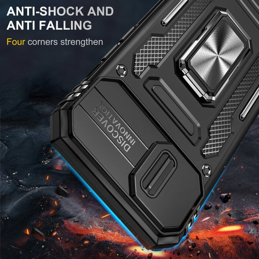 For iPhone 15 Armor PC + TPU Camera Shield Phone Case(Black) by buy2fix