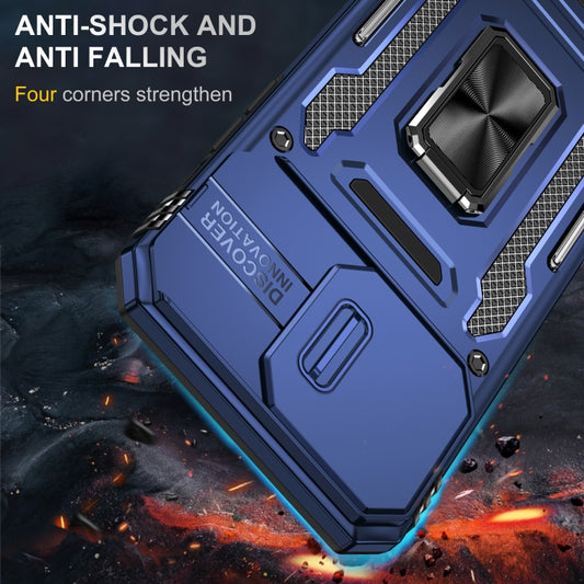 For iPhone 16 Pro Armor PC + TPU Camera Shield Phone Case(Navy Blue) by buy2fix