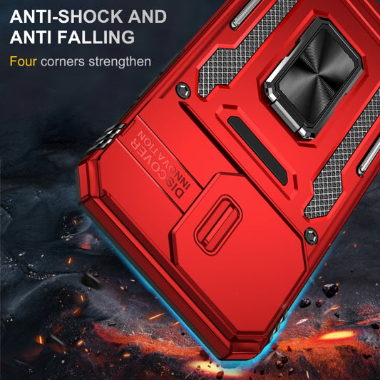 For iPhone 16 Pro Armor PC + TPU Camera Shield Phone Case(Red) by buy2fix
