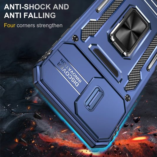 For iPhone 16 Plus Armor PC + TPU Camera Shield Phone Case(Navy Blue) by buy2fix