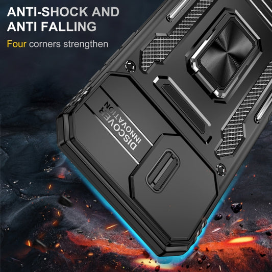 For iPhone 16 Plus Armor PC + TPU Camera Shield Phone Case(Black) by buy2fix