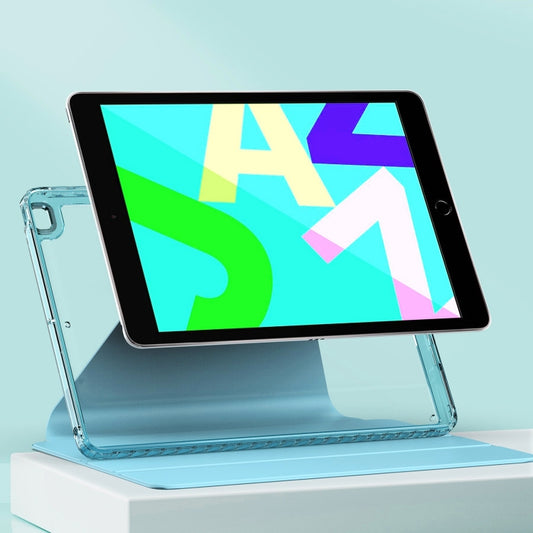 For iPad 10.2 2021 / 2020 / 2019 Clear 360 Rotation Stand Smart Leather Tablet Case(White) - iPad 10.2 Cases by buy2fix | Online Shopping UK | buy2fix