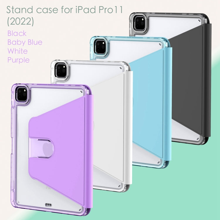 For iPad Pro 11 2022 / 2021 / 2020 Clear 360 Rotation Stand Smart Leather Tablet Case(White) - iPad Pro 11 (2022/2021) Cases by buy2fix | Online Shopping UK | buy2fix