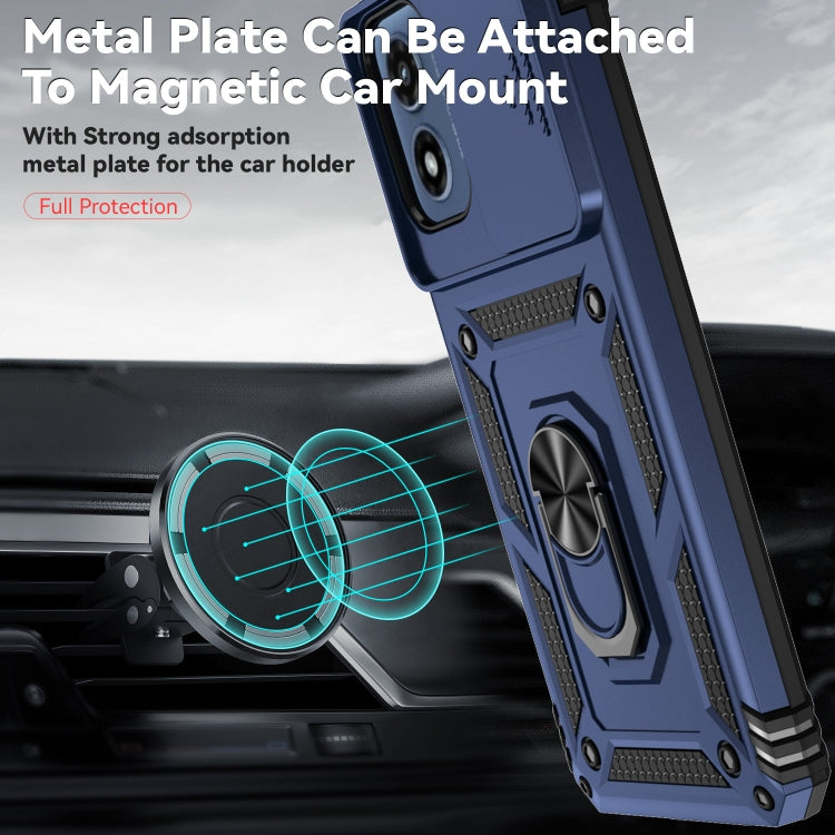 For Motorola Moto G Play 5G 2024 Sliding Camshield Holder Phone Case(Blue) by buy2fix