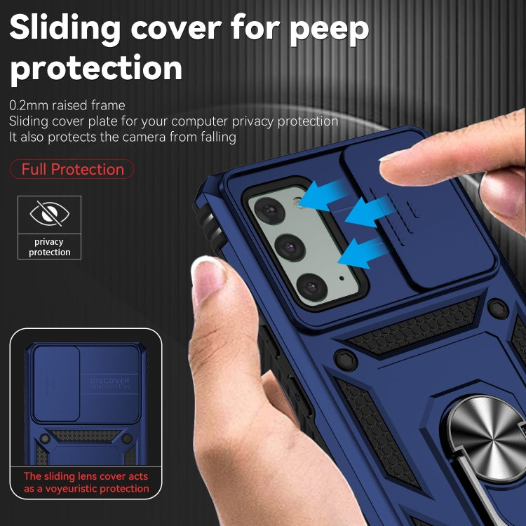 For Samsung Galaxy Note20 Sliding Camshield Holder Phone Case(Blue) by buy2fix
