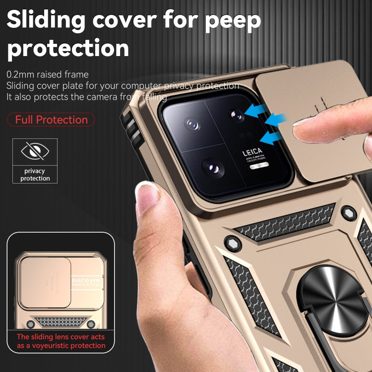 For Xiaomi 13 Pro Sliding Camshield Holder Phone Case(Gold) by buy2fix