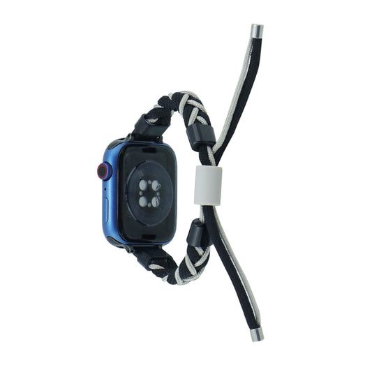 Silicone Bean Braided Cord Nylon Watch Band For Apple Watch Ultra 49mm(Black Grey) by buy2fix