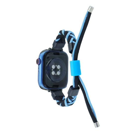 Silicone Bean Braided Cord Nylon Watch Band For Apple Watch Ultra 2 49mm(Black Blue) by buy2fix