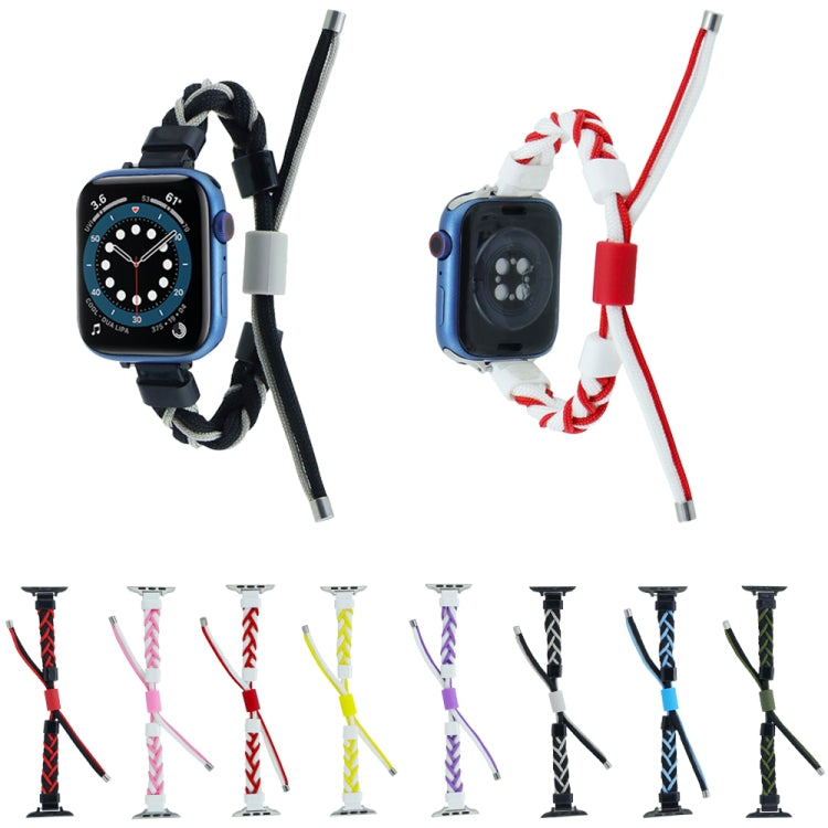 Silicone Bean Braided Cord Nylon Watch Band For Apple Watch Ultra 2 49mm(Black Grey) by buy2fix