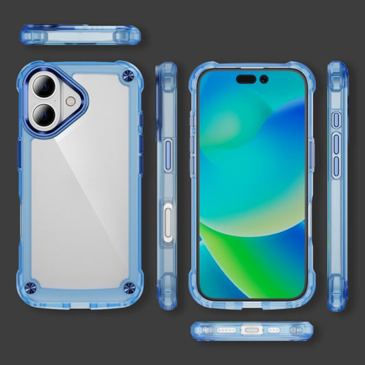 For iPhone 16 Plus Skin Feel TPU + PC Phone Case(Transparent Blue) by buy2fix