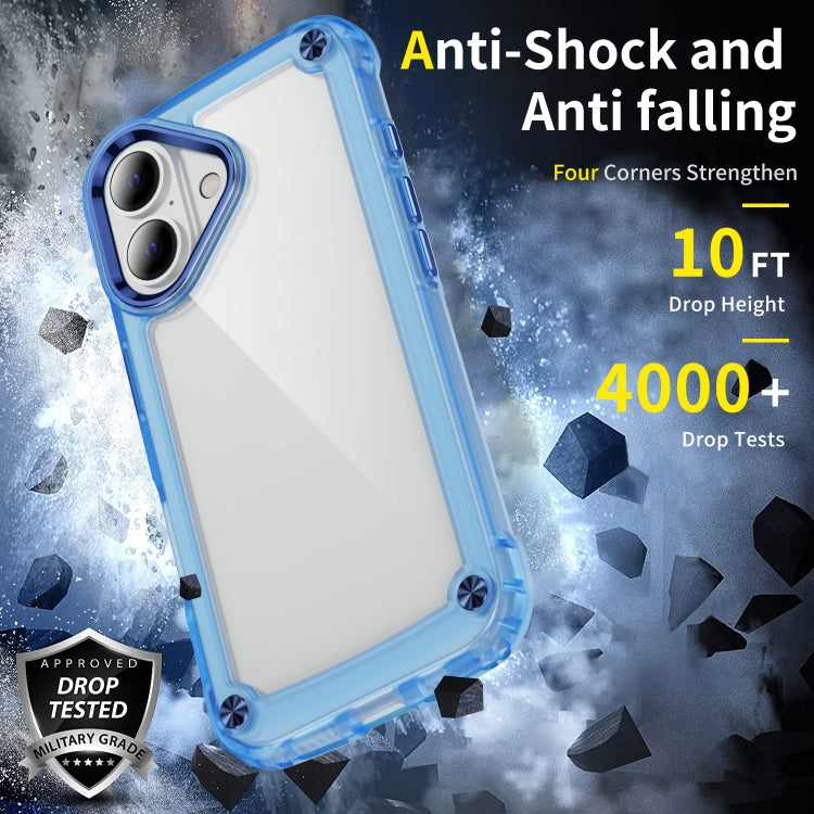For iPhone 16 Plus Skin Feel TPU + PC Phone Case(Transparent Blue) by buy2fix