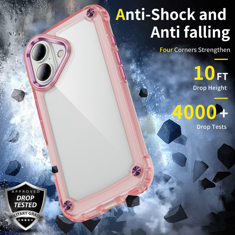 For iPhone 16 Skin Feel TPU + PC Phone Case(Transparent Pink) by buy2fix