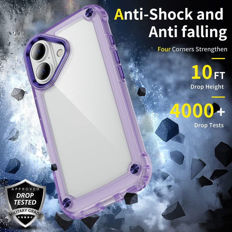 For iPhone 16 Skin Feel TPU + PC Phone Case(Transparent Purple) by buy2fix