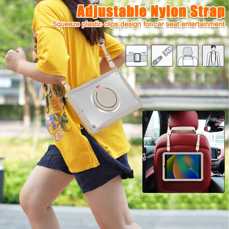 For iPad 10.2 2021 / 2020 / 2019 Heavy Duty Hybrid Tablet Case with Handle & Strap(Khaki) - iPad 10.2 Cases by buy2fix | Online Shopping UK | buy2fix