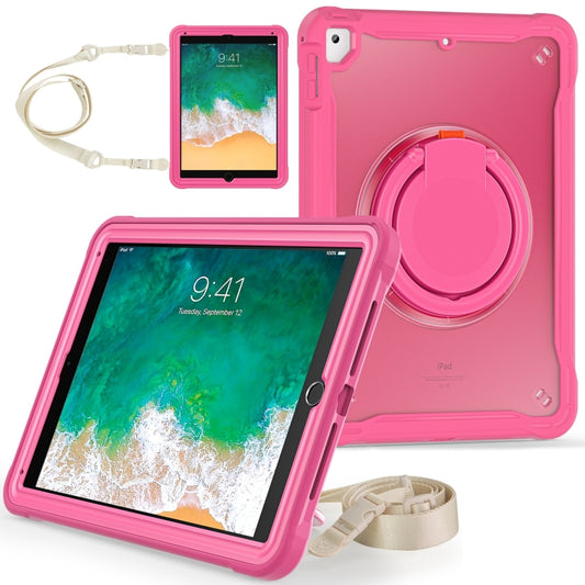 For iPad Air / Air 2 / 9.7 2018 / 2017 Heavy Duty Hybrid Tablet Case with Handle & Strap(Rose Red) - iPad 9.7 (2018) & (2017) Cases by buy2fix | Online Shopping UK | buy2fix