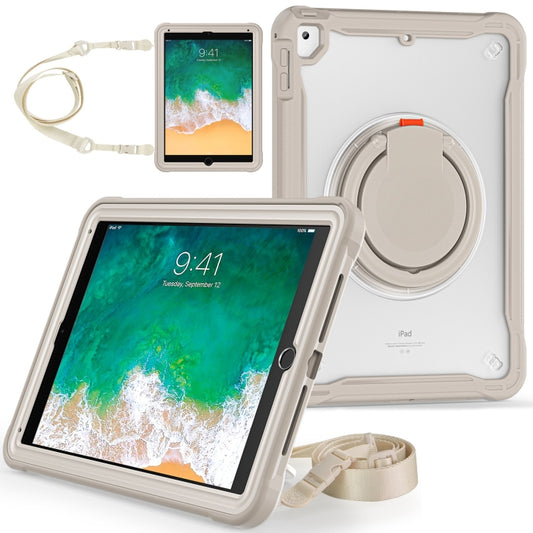 For iPad Air / Air 2 / 9.7 2018 / 2017 Heavy Duty Hybrid Tablet Case with Handle & Strap(Khaki) - iPad 9.7 (2018) & (2017) Cases by buy2fix | Online Shopping UK | buy2fix