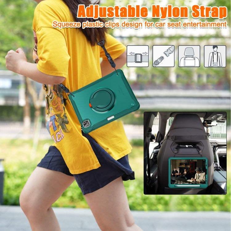 For iPad Air 2022 10.9 / Pro 11 2022 Heavy Duty Hybrid Tablet Case with Handle & Strap(Dark Green) - iPad 2025 / 2022 Cases by buy2fix | Online Shopping UK | buy2fix