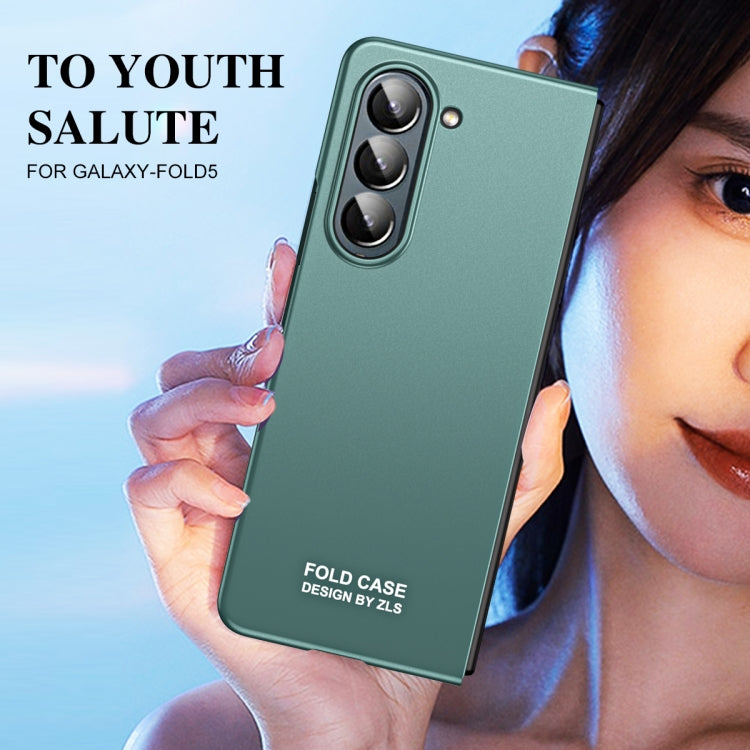 For Samsung Galaxy Z Fold5 5G Integrated AG Matte Folding Phone Case with Pen Slot(Green) - Galaxy Z Fold5 Cases by buy2fix | Online Shopping UK | buy2fix