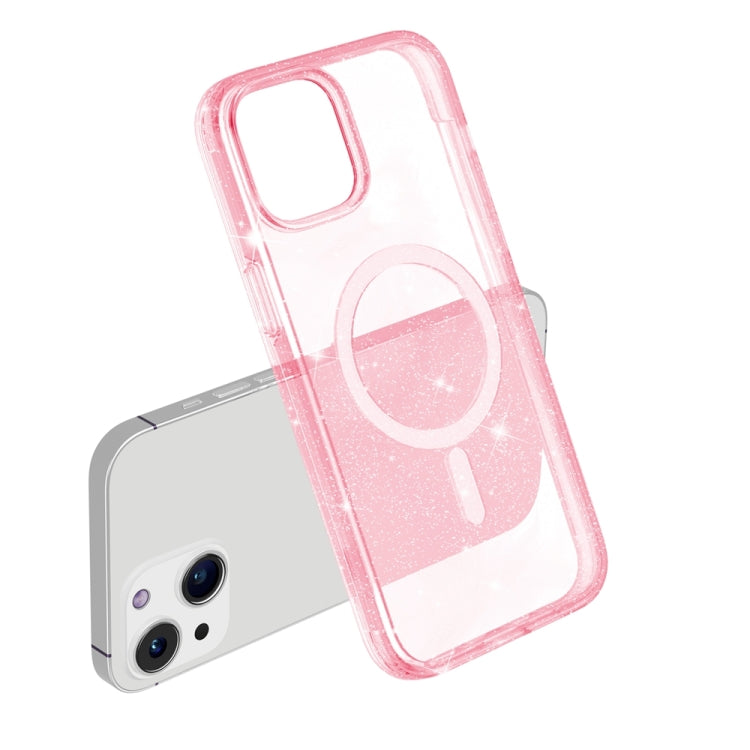 For iPhone 15 Terminator Style Glitter Powder MagSafe Magnetic Phone Case(Pink) by buy2fix