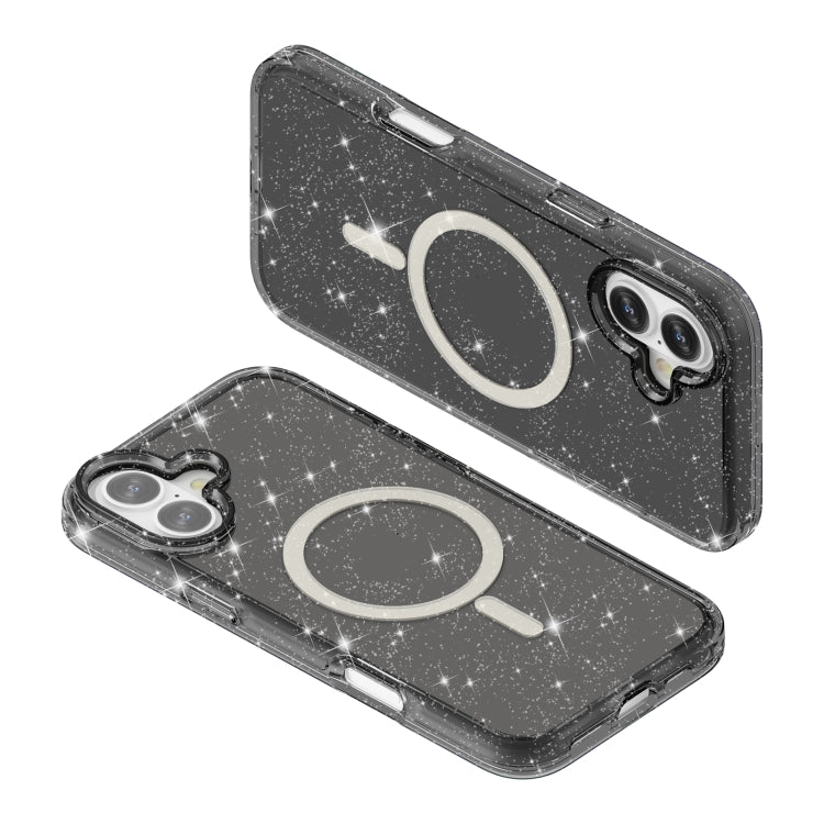 For iPhone 16 Terminator Style Glitter Powder MagSafe Magnetic Phone Case(Black) by buy2fix