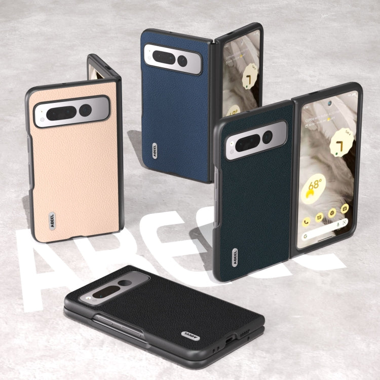 For Google Pixel Fold ABEEL Genuine Leather + PC Litchi Texture Phone Case(Green) by buy2fix