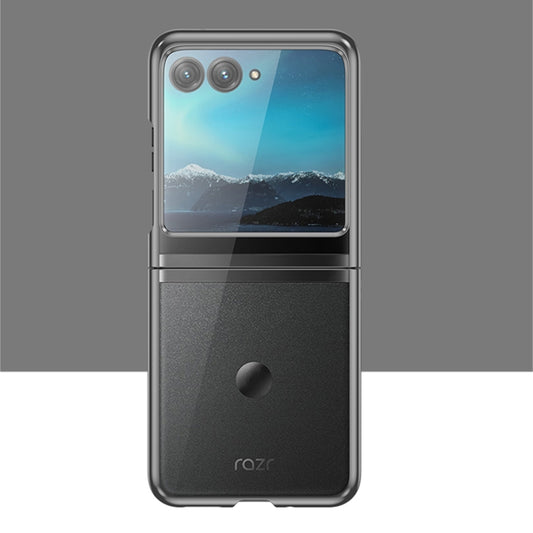 For Motorola Razr 50 Full Coverage Electroplate PC Transparent Phone Case(Black) by buy2fix