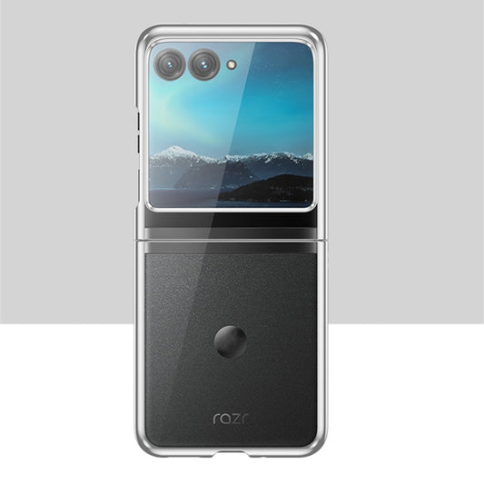 For Motorola Razr 50 Full Coverage Electroplate PC Transparent Phone Case(Silver) by buy2fix