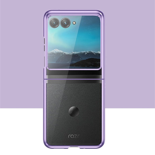 For Motorola Razr 50 Full Coverage Electroplate PC Transparent Phone Case(Purple) by buy2fix