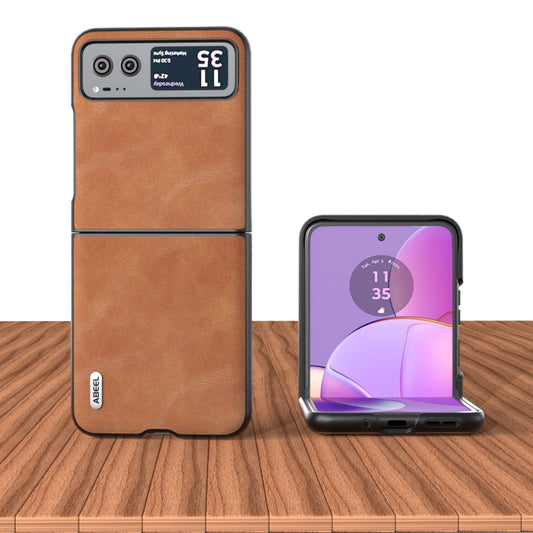 For Motorola Razr 40 ABEEL Cowhide Texture PU Phone Case(Brown) by buy2fix