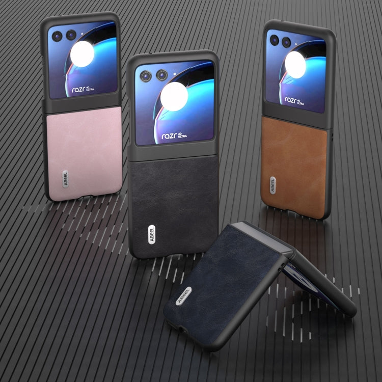 For Motorola Razr 40 Ultra ABEEL Cowhide Texture PU Phone Case(Black) by buy2fix