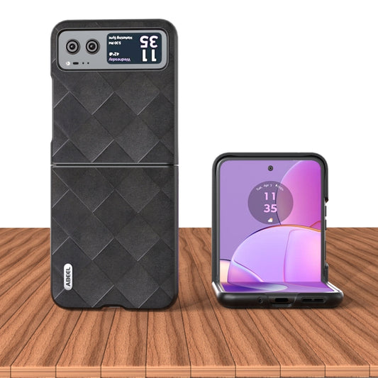 For Motorola Razr 40 ABEEL Weave Plaid PU Phone Case(Black) by buy2fix