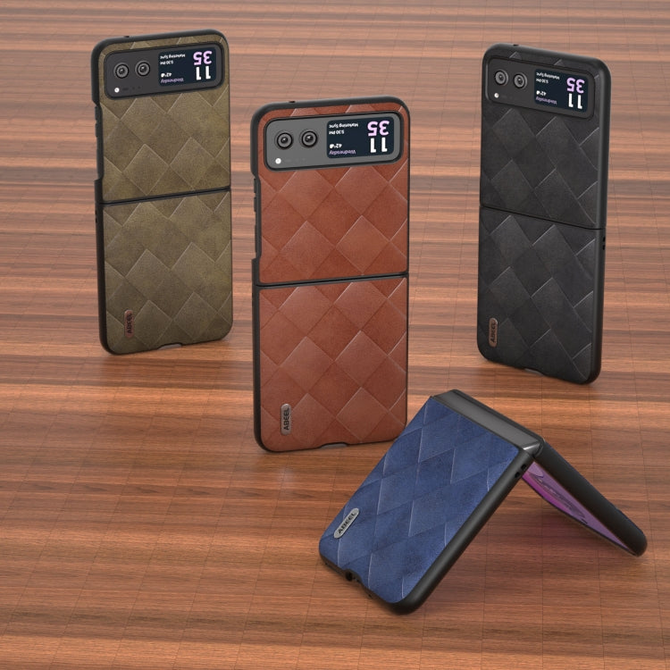 For Motorola Razr 40 ABEEL Weave Plaid PU Phone Case(Blue) by buy2fix