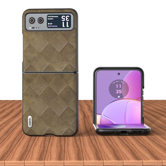For Motorola Razr 40 ABEEL Weave Plaid PU Phone Case(Green) by buy2fix